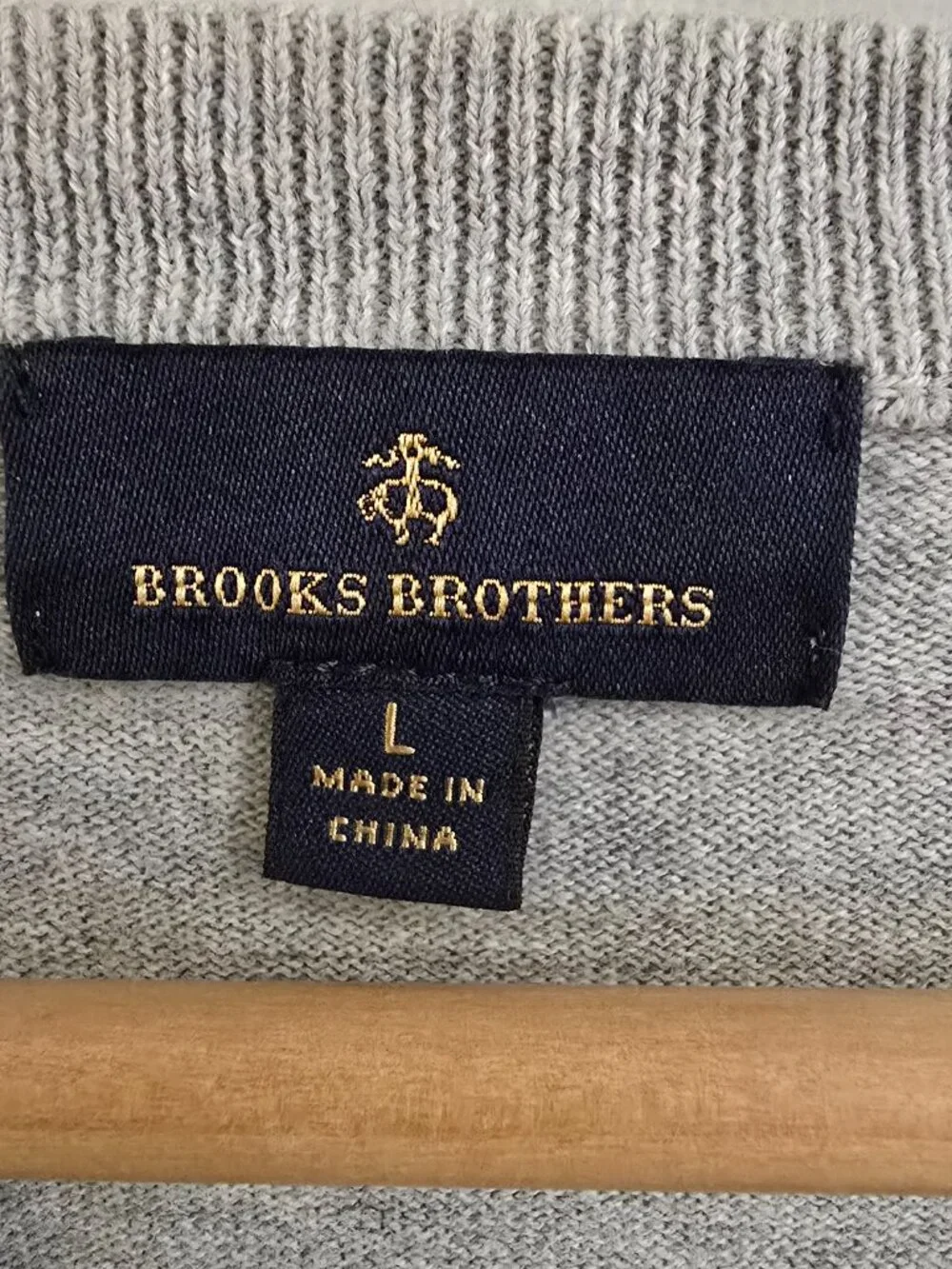 Brooks Brothers Men’s Gray V-Neck Sweater Combed Cotton Size L